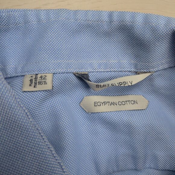 Suit Supply Shirt Mens‎ 42 16.5 Blue Egyptian Cotton Long Sleeve Button Up - Picture 2 of 11